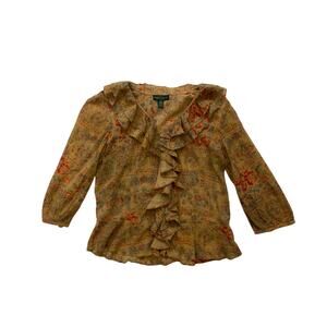 Lauren Ralph Lauren Printed Ruffle Top